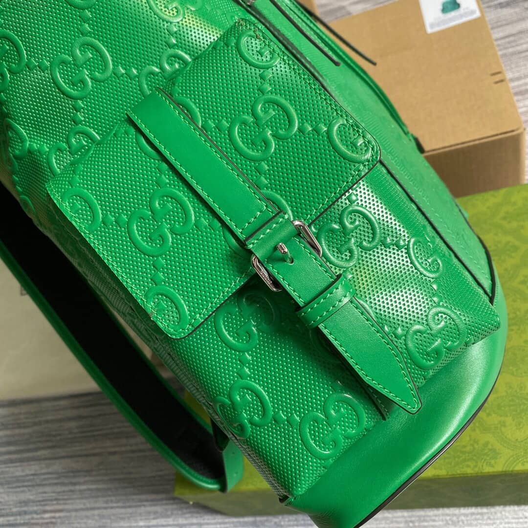 Gucci GG Embossed Leather Replica Backpack Green 625770