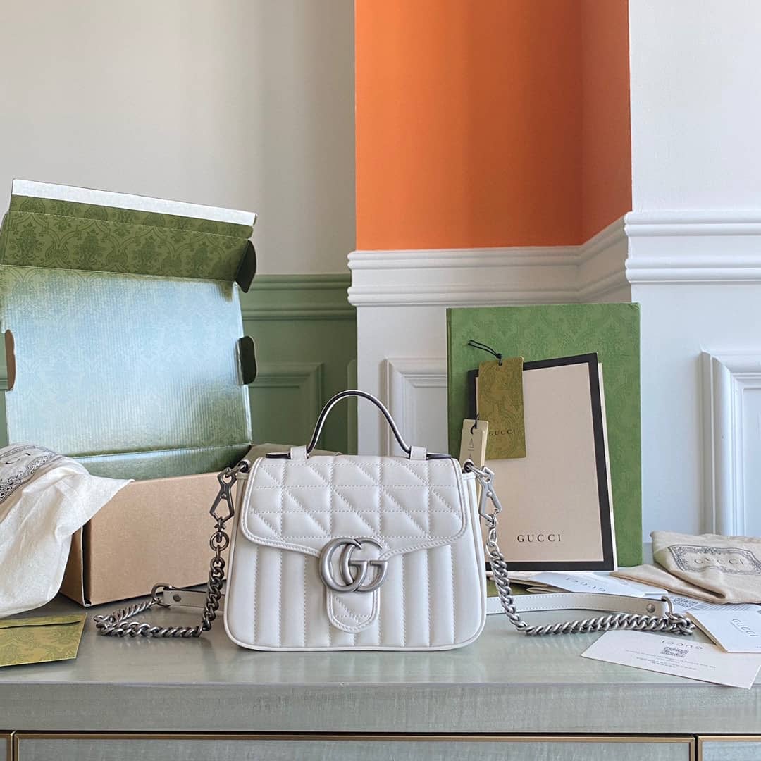 Gucci GG Marmont Canvas Mini Top Handle Crossbody Bag 583571 Replica