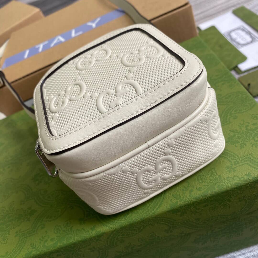 Gucci GG Embossed Mini Bag Replica White 658553