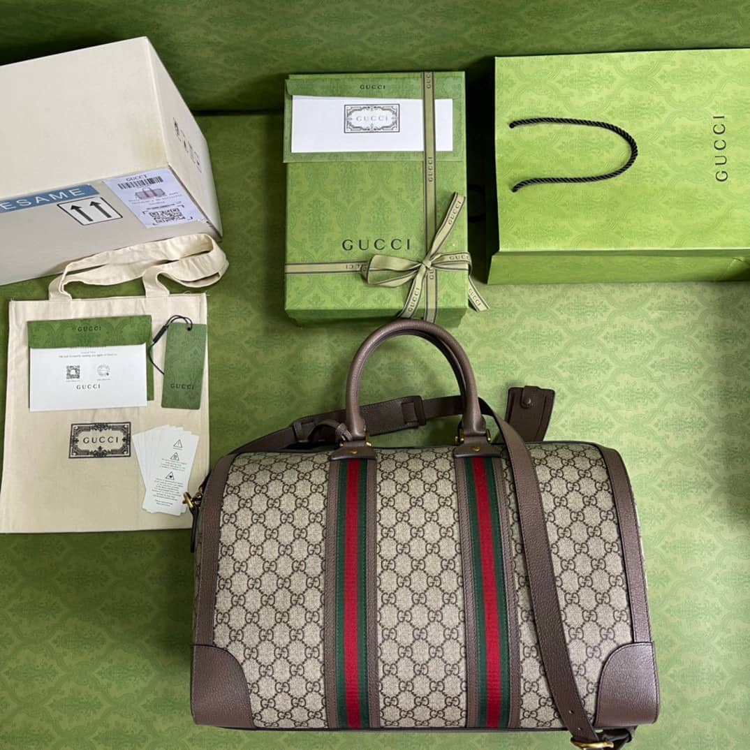 Gucci GG With Web Leather Duffle Bag 645021 Replica