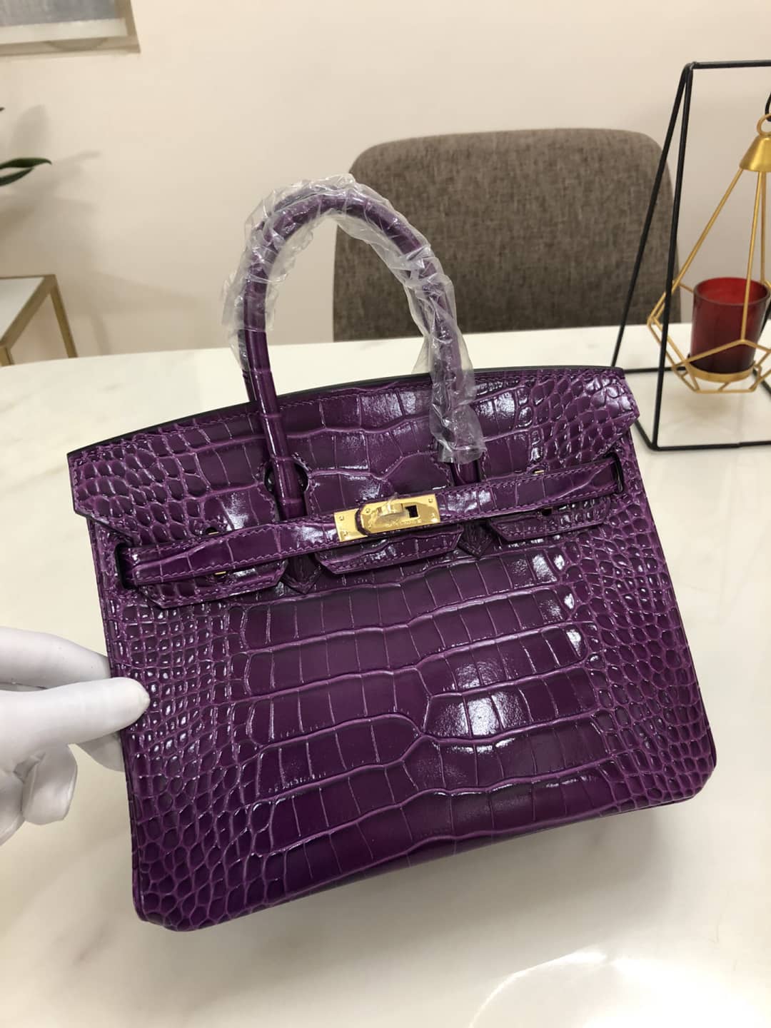Hermes Birkin 25CM Crocodile Shiny Replica Bag