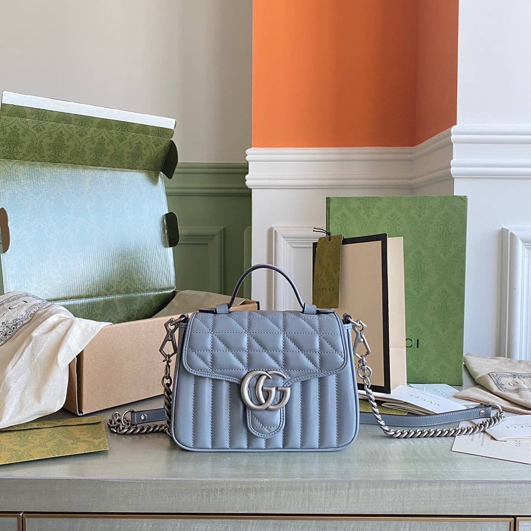 Gucci GG Marmont Canvas Mini Top Handle Crossbody Bag 583571 Replica