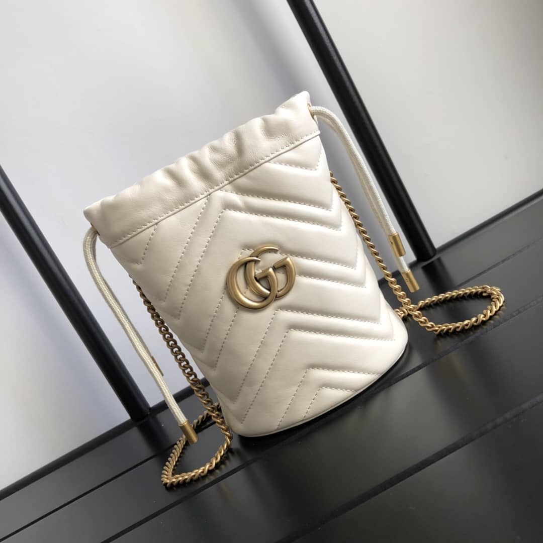 Gucci GG Marmont Mini Bucket Crossbody Bag Replica White 575163