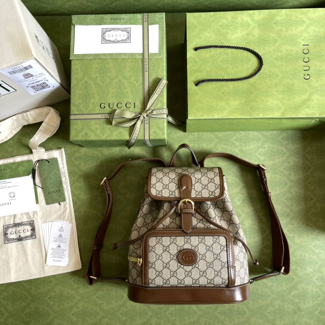 Gucci Interlocking GG Supreme Backpack Beige Replica 674147