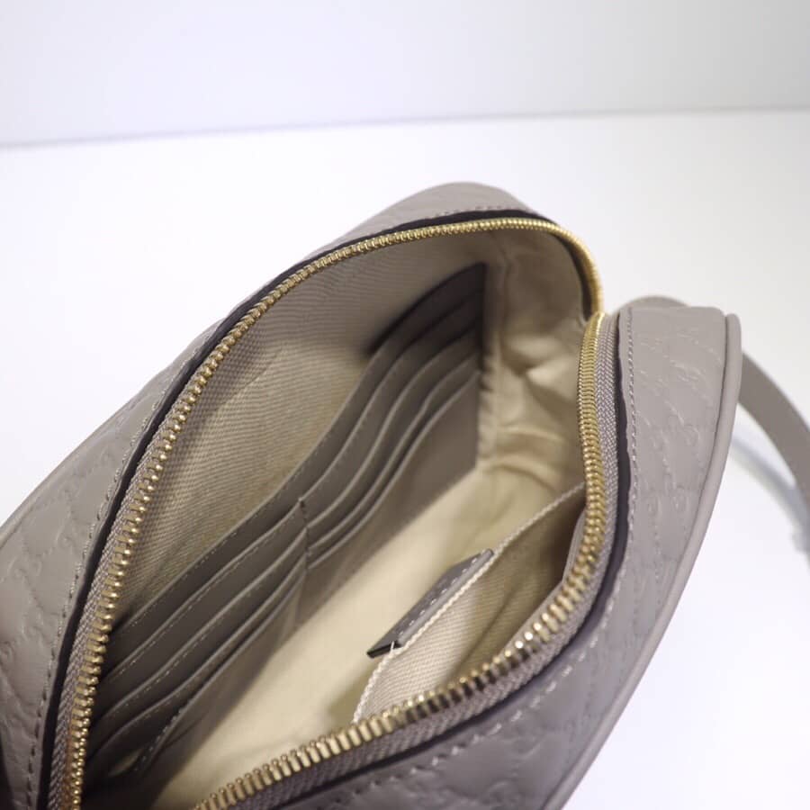 Gucci Bree Guccissima GG Leather Canvas Camera Bag Replica Gray 449413