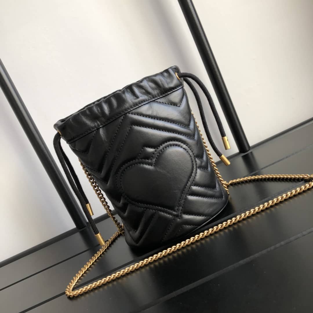 Gucci GG Marmont Mini Bucket Crossbody Bag Replica Black 575163