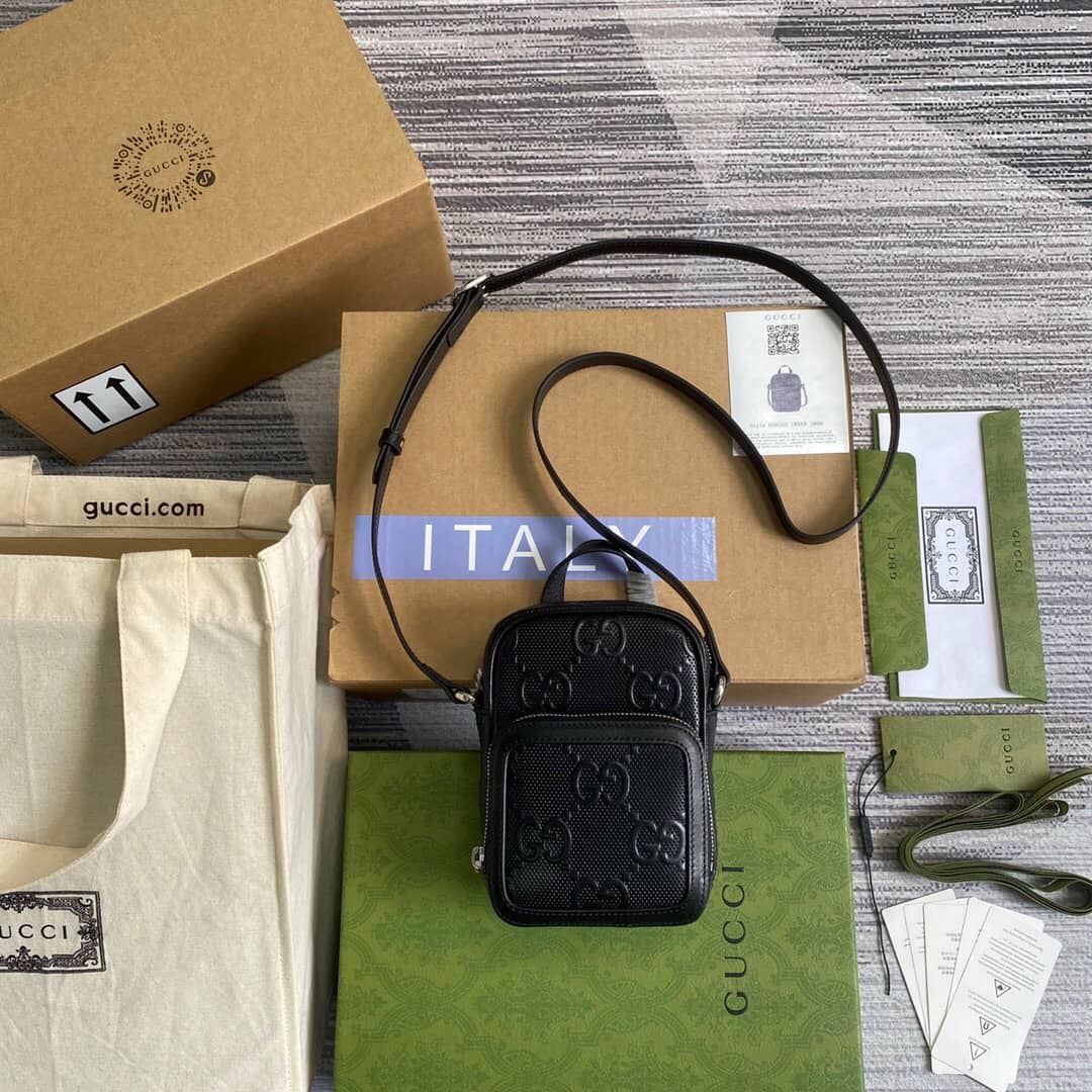 Gucci GG Embossed Mini Bag Replica Black 658553