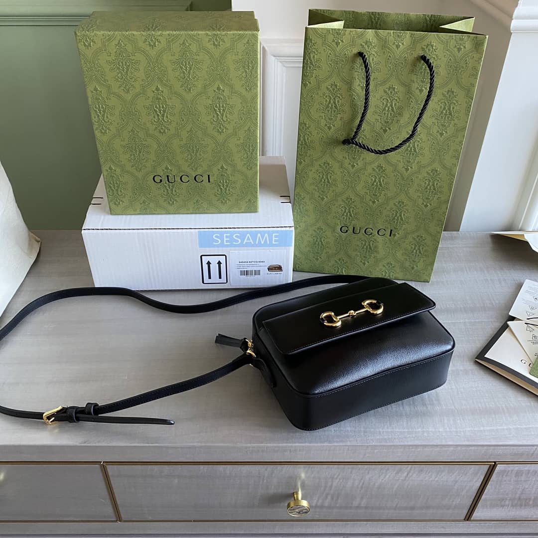 Gucci Horsebit 1955 GG Crossbody Bag Replica Black 645454