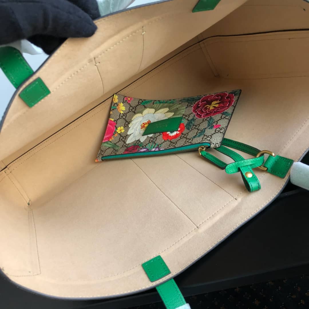 Gucci Ophidia Web Soft GG Supreme Tote Replica Green 547947