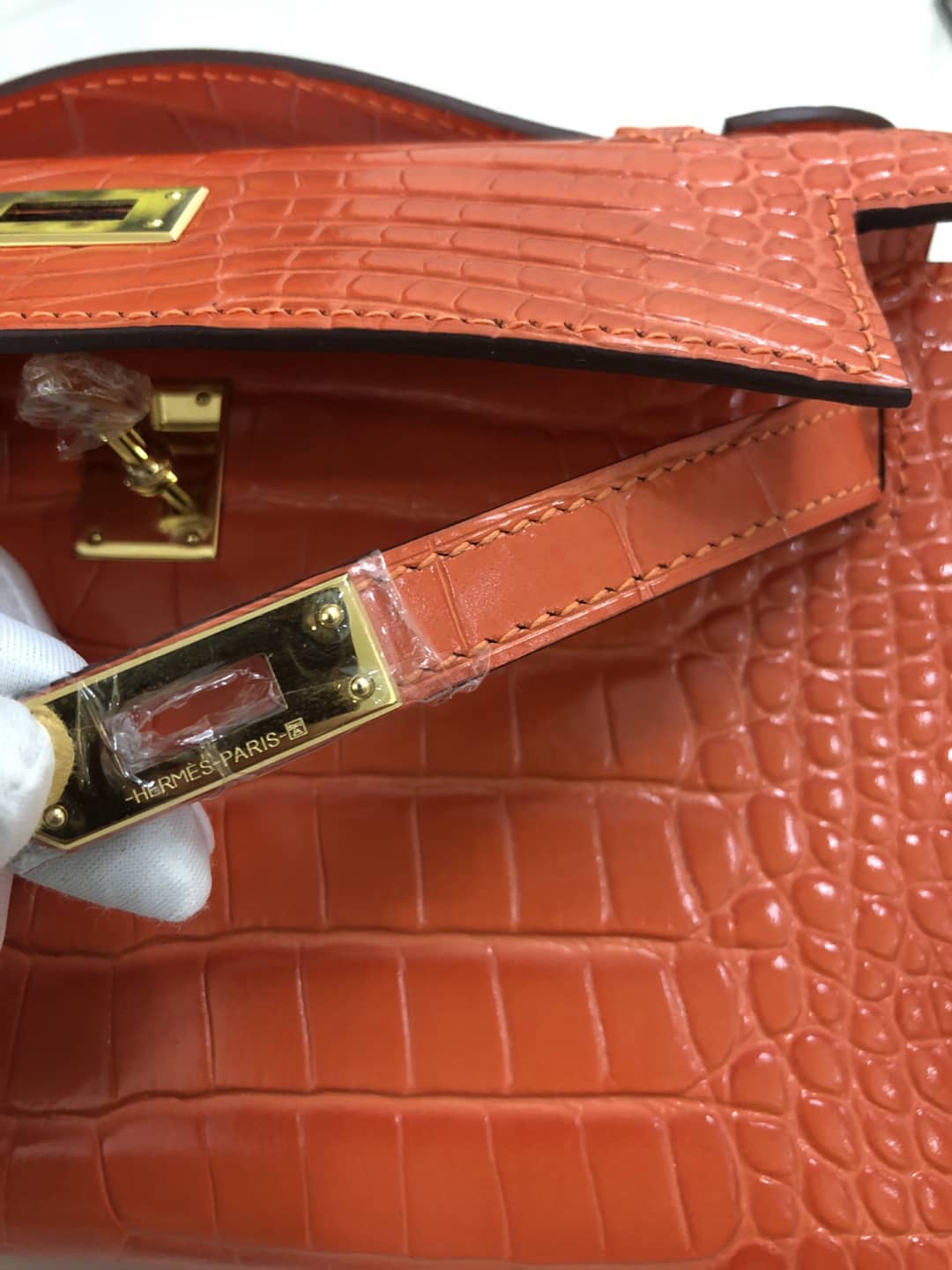 Hermes Kelly Dupe 22CM Crocodile Shiny Replica Bag