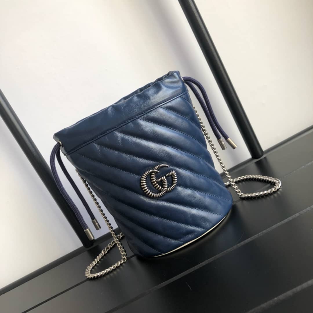 Gucci GG Marmont Mini Bucket Crossbody Bag Replica Blue 575163