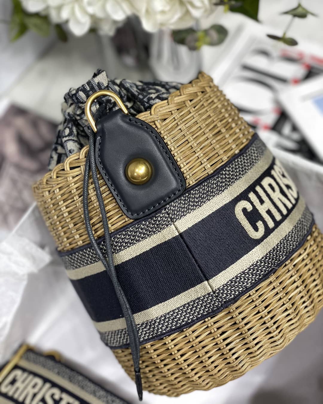 Christian Dior Oblique Dior Wicker Bucket Bag