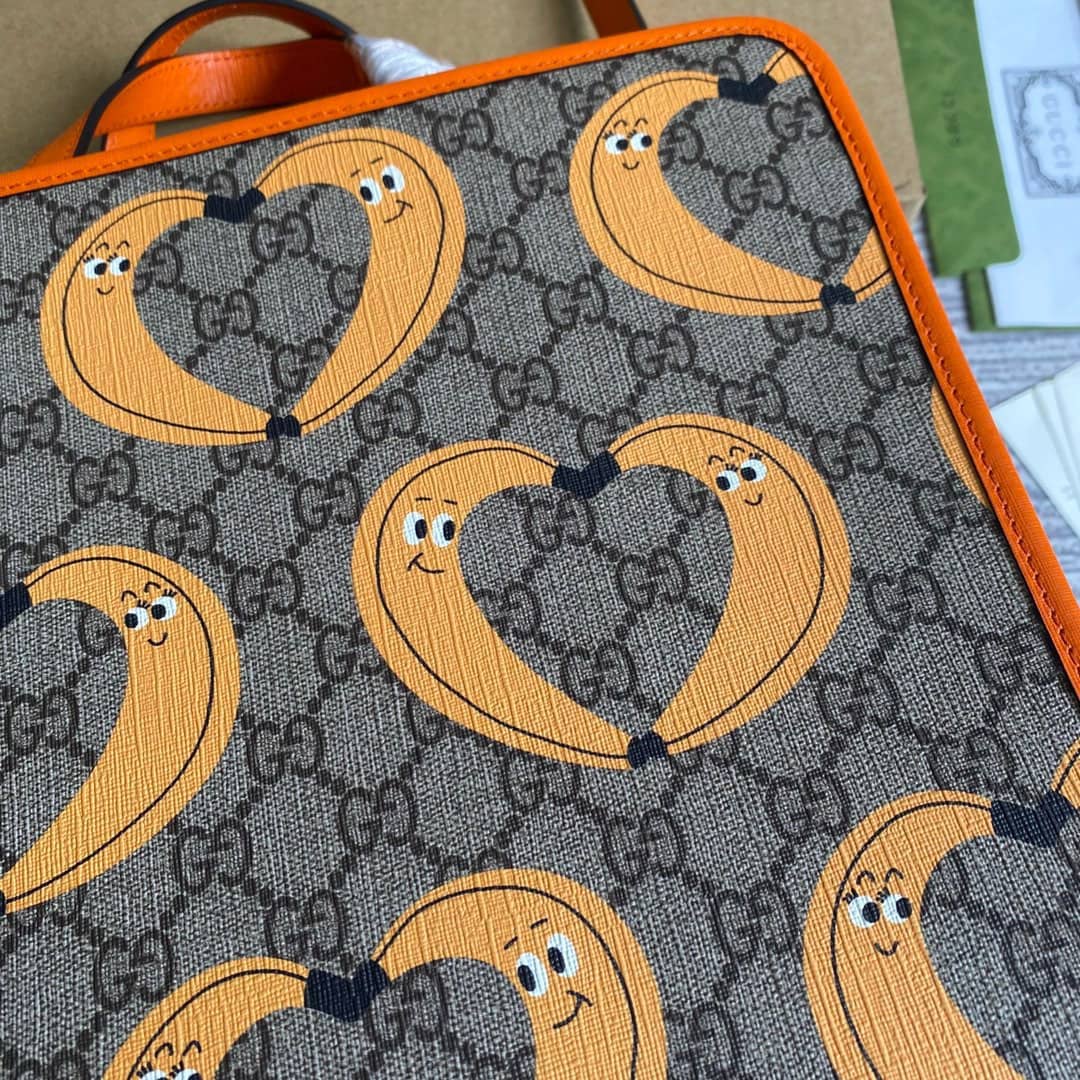 Gucci Supreme Canvas Children Yuko Higuchi Tote Replica Orange 630542