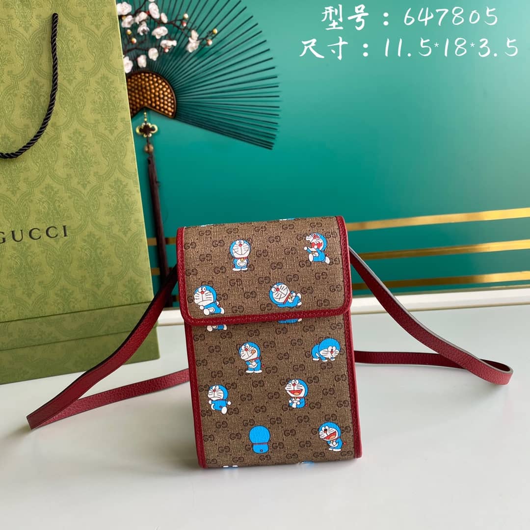 Gucci X Doraemon Mini Canvas Phone Bag Replica 647805