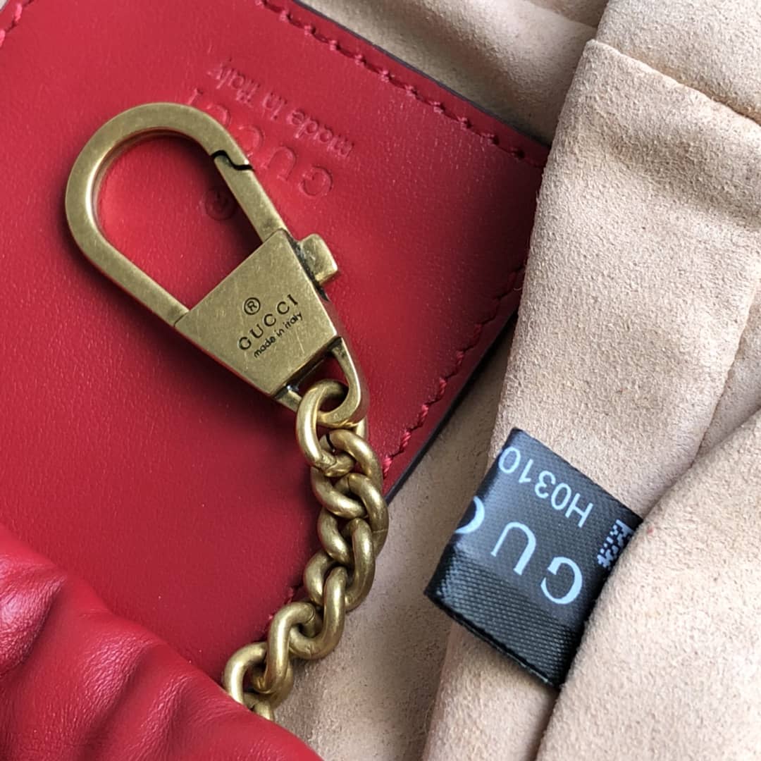 Gucci GG Marmont Mini Bucket Crossbody Bag Replica Red 575163