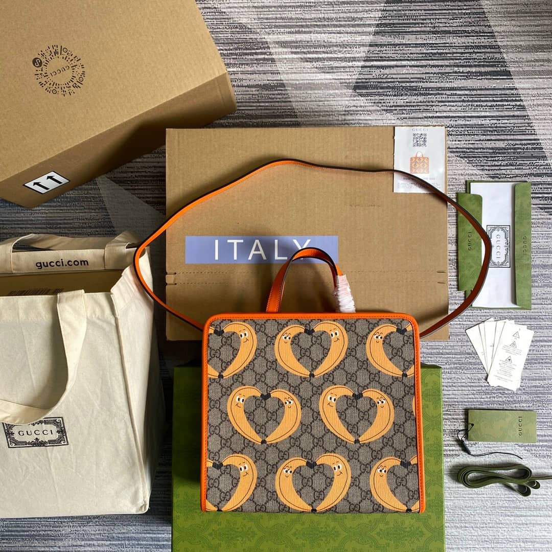 Gucci Supreme Canvas Children Yuko Higuchi Tote Replica Orange 630542