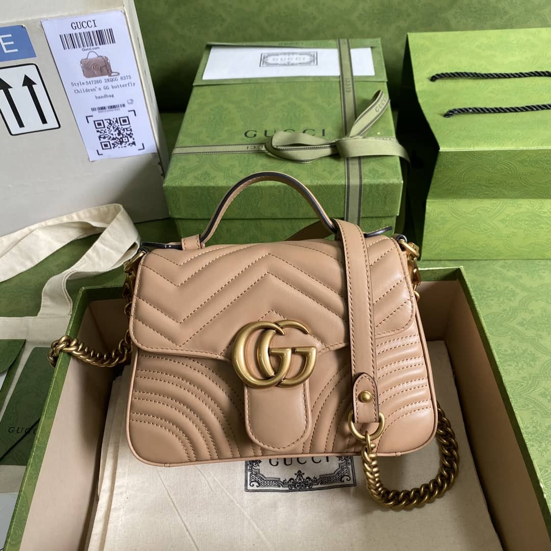 Gucci GG Marmont Mini Leather Top Handle Crossbody Bag 547260 Replica