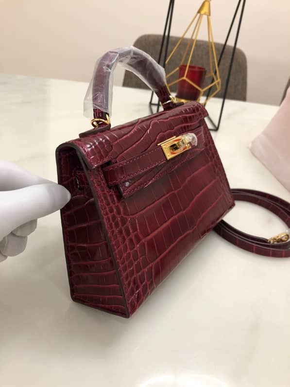 Hermes Kelly Mini 19CM Crocodile Shiny Replica Bag