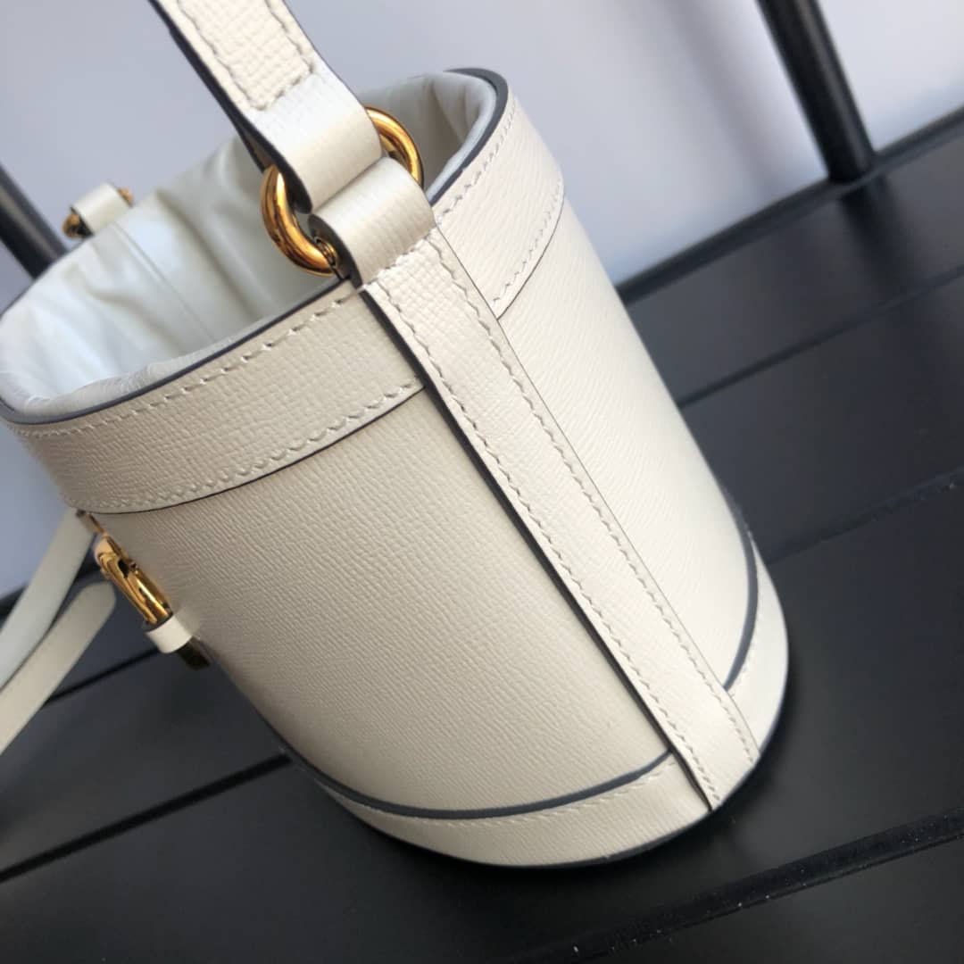 Gucci 1955 Horsebit Shoulder Bucket Bag Replica White 602118