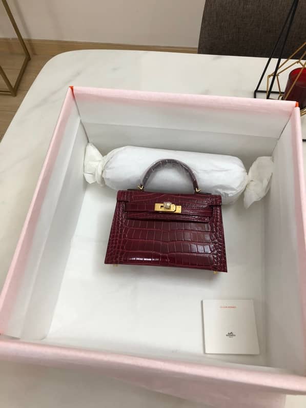 Hermes Kelly Mini 19CM Crocodile Shiny Replica Bag