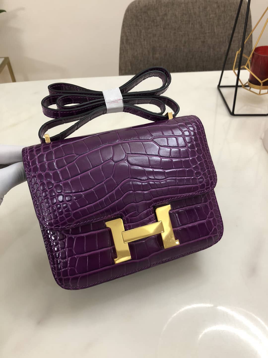 Hermes Replica Constance 18CM Crocodile Shiny Bag