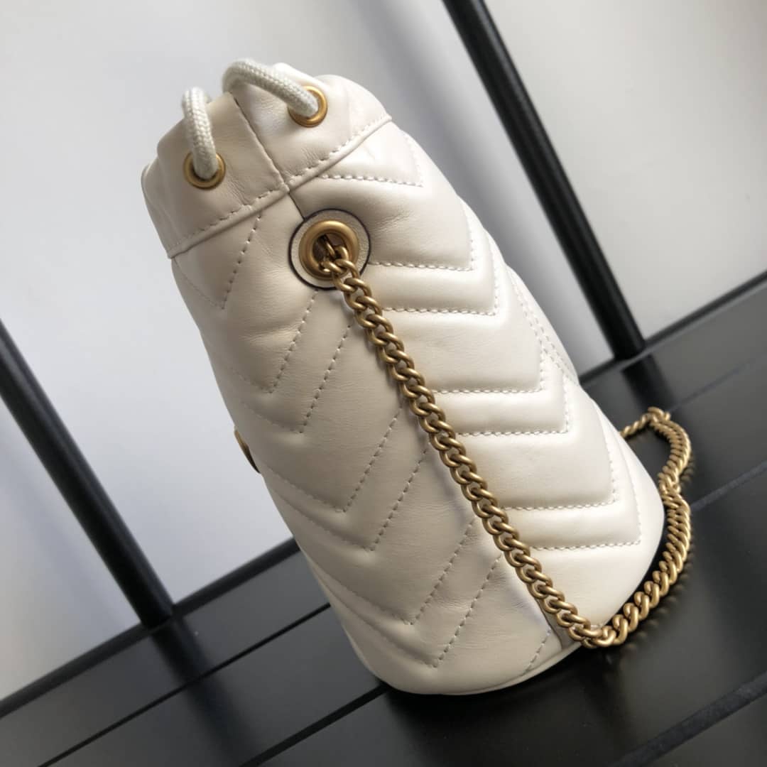 Gucci GG Marmont Mini Bucket Crossbody Bag Replica White 575163