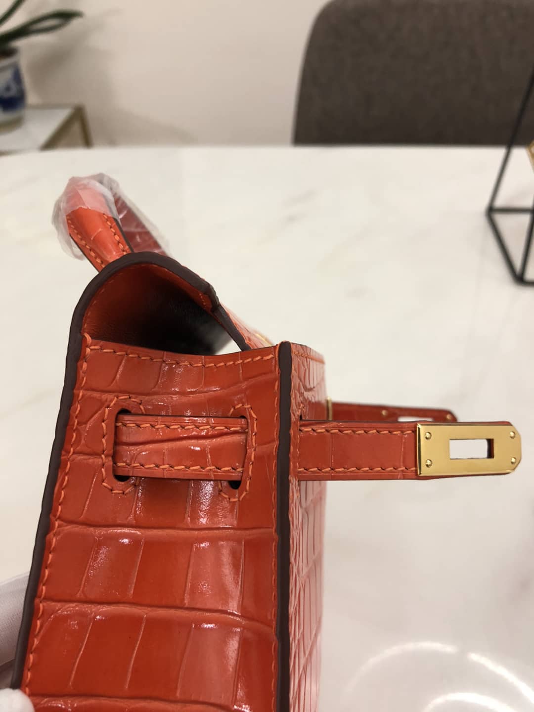 Hermes Kelly Dupe Mini19CM Crocodile Shiny Replica Bag