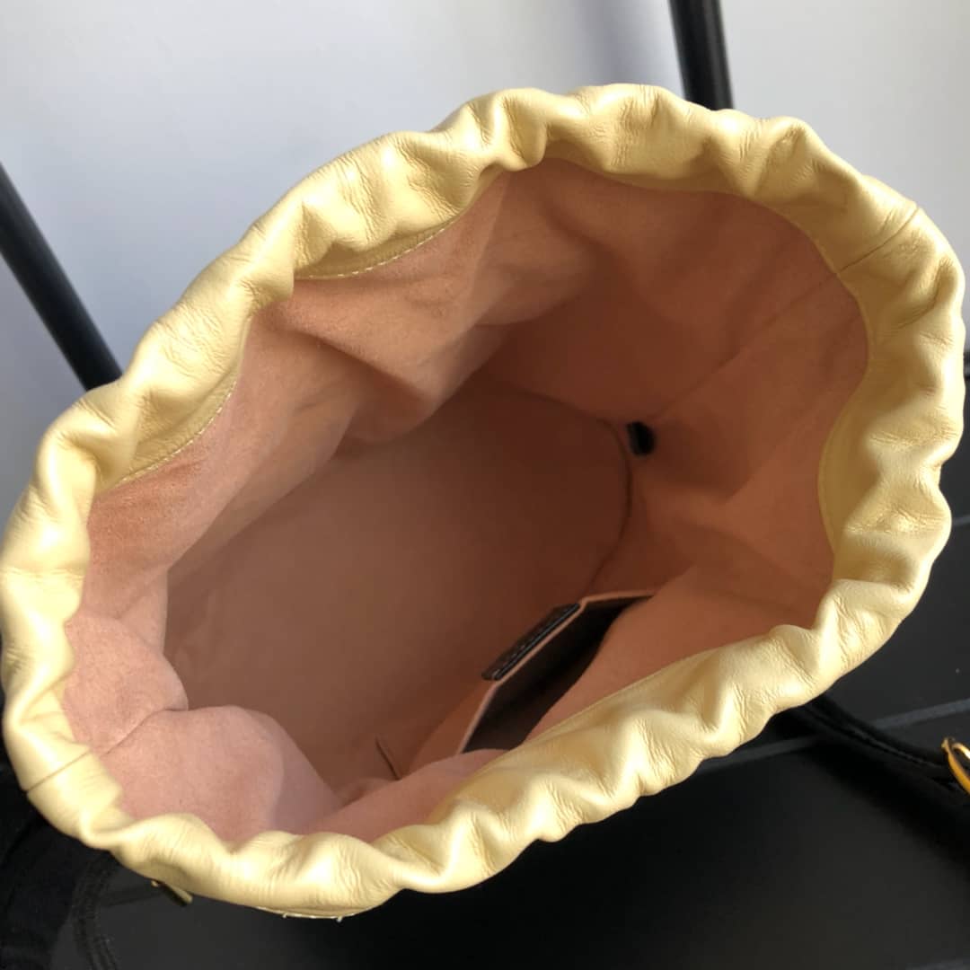 Gucci 1955 Horsebit Bucket Bag Replica Yellow Black 602118