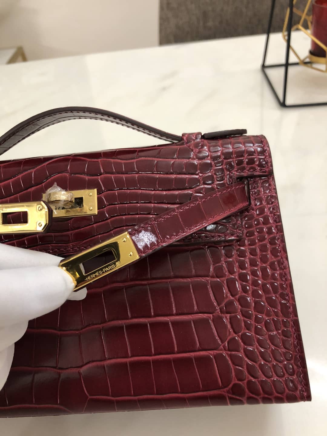 Hermes Kelly Dupe 22CM Crocodile Shiny Replica Bag