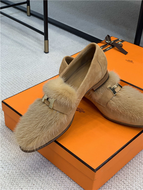 hermes mink loafers shoe