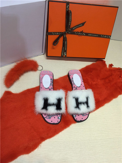 hermes mink slippers replica shoes