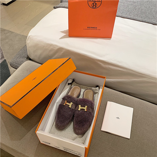 hermes sheepskin mink loafers