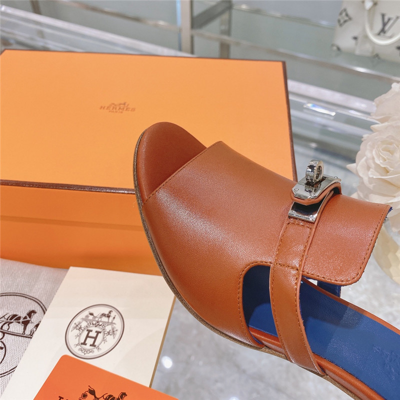 Hermes Sandals Dupe spring and summer new texture sandals