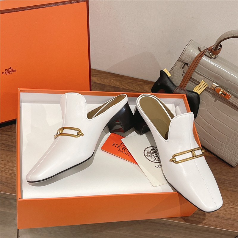 hermes muller chunky heel slippers