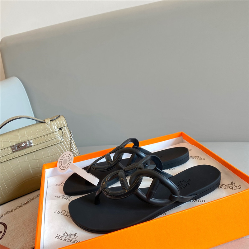 Hermès new pig nose chain flip flops