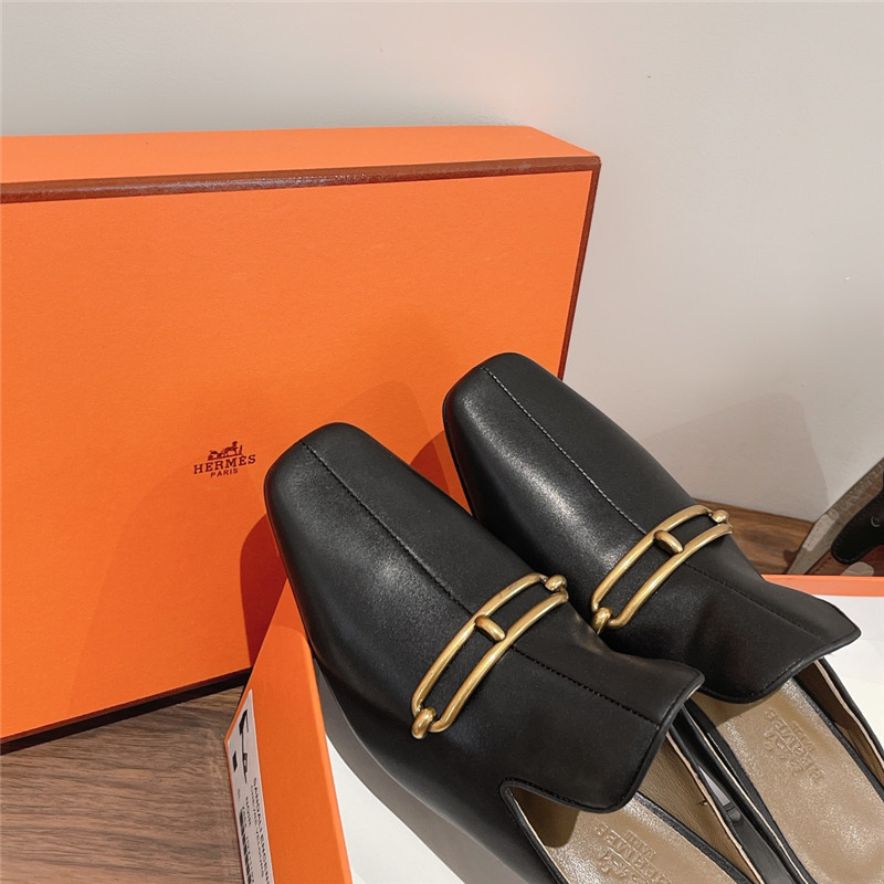 hermes muller chunky heel slippers