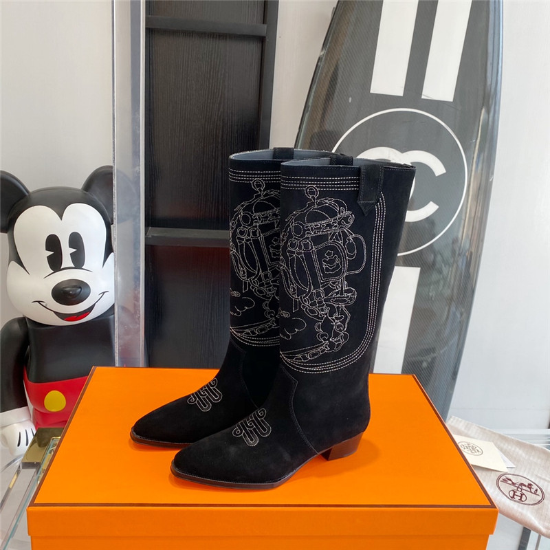 hermes embroidered long boots