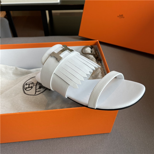 hermes H flat slippers