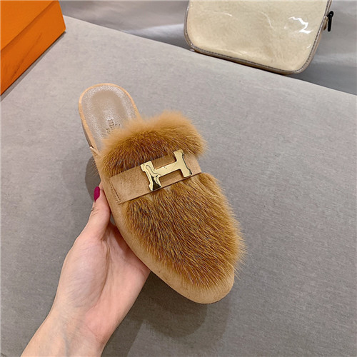 hermes sheepskin mink loafers