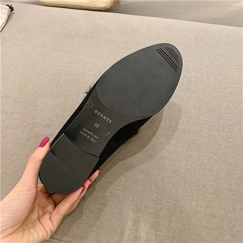 hermes sheepskin mink loafers