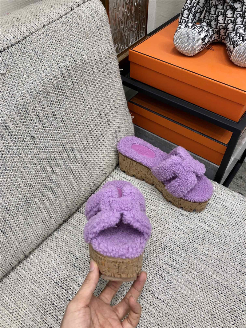 Hermès Teddy Fur Slippers