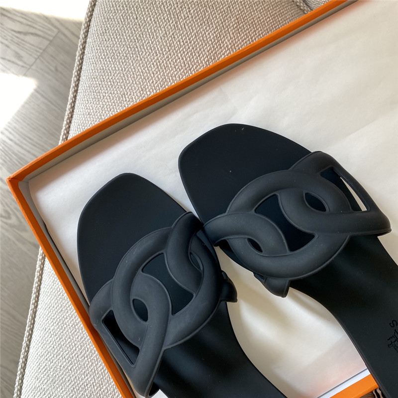 Hermès new classic pig nose chain slippers