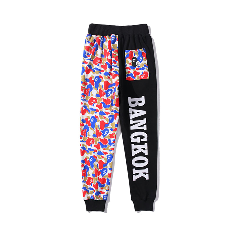 BAPE Shark Camo Track Pants Sweatpants Black White HDCP8752