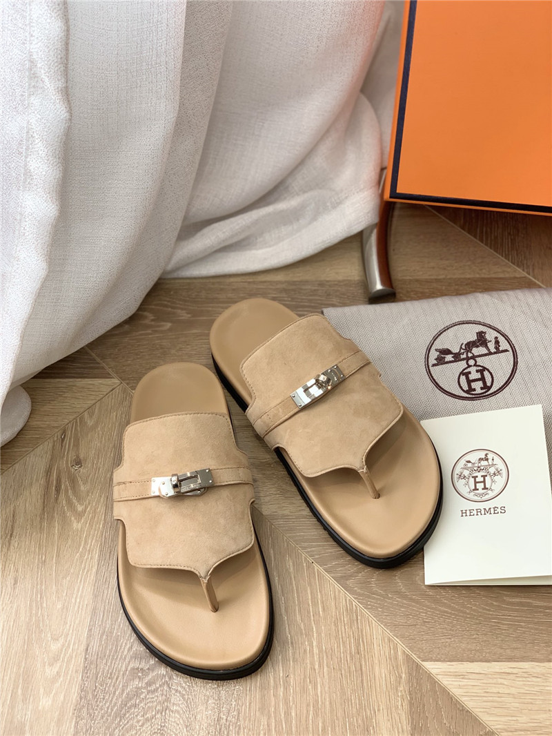 hermes Kelly buckle flip flops