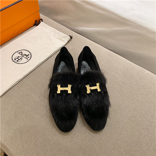 hermes sheepskin mink loafers