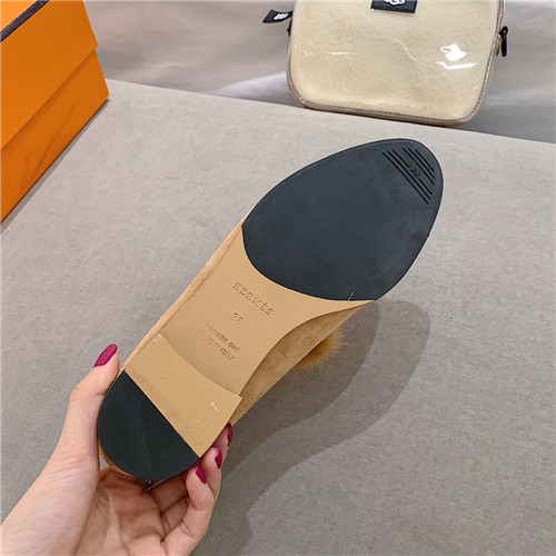 hermes sheepskin mink loafers