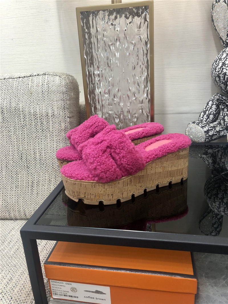 Hermes Birkin Replica Teddy Fur Slippers