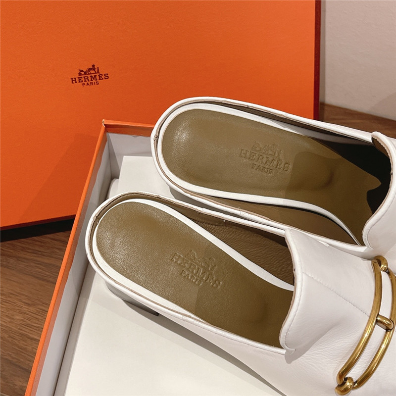 hermes muller chunky heel slippers