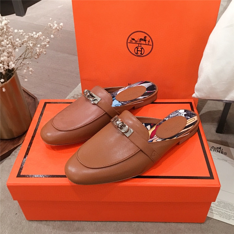 Hermes Kelly Buckle Half Slip Shoes