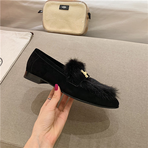 hermes sheepskin mink loafers